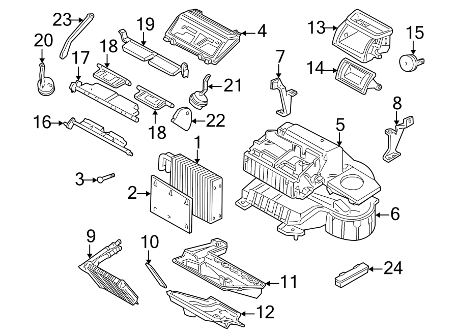 Diagram AIR CONDITIONER & HEATER. EVAPORATOR & HEATER COMPONENTS. for your 2014 Buick Enclave  Premium Sport Utility  