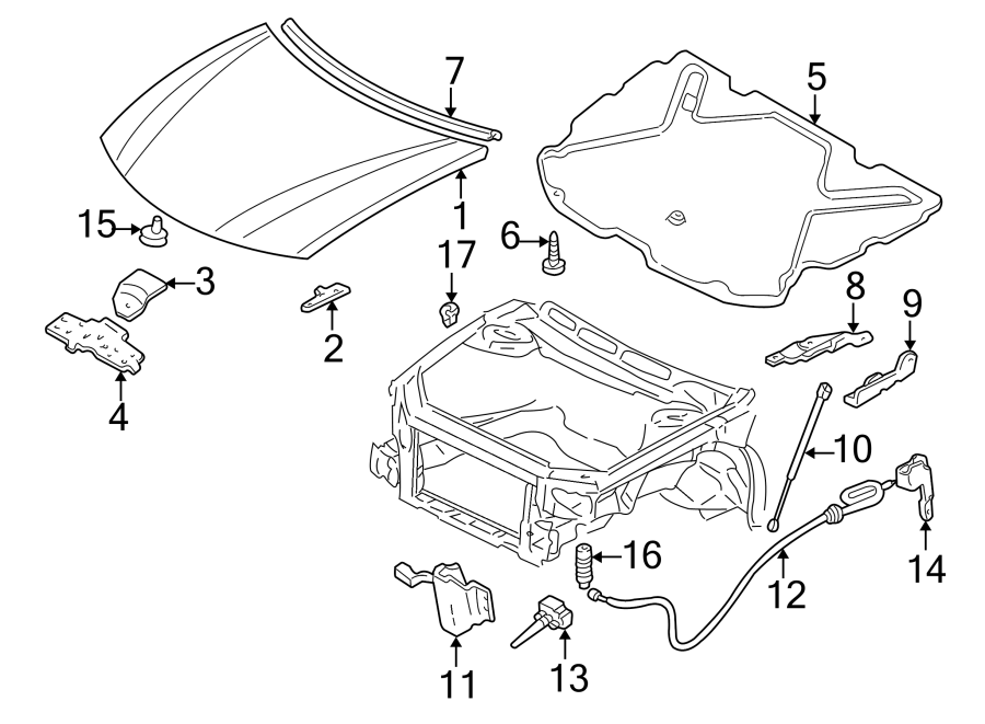 Diagram Hood & components. for your 2007 GMC Sierra 1500 Classic SL Extended Cab Pickup  