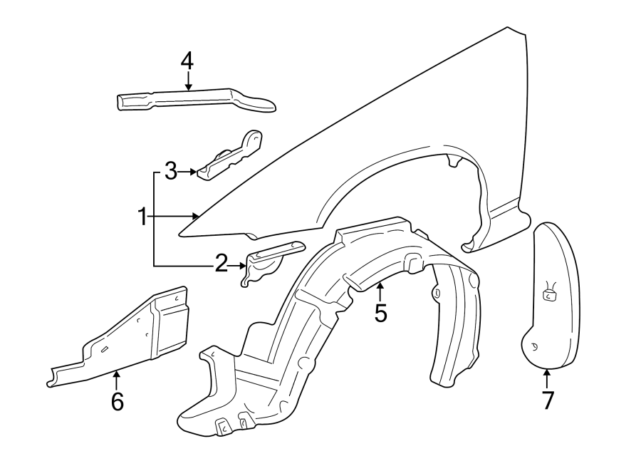 Diagram FENDER & COMPONENTS. for your 2021 GMC Sierra 2500 HD 6.6L V8 A/T RWD SLE Standard Cab Pickup Fleetside 