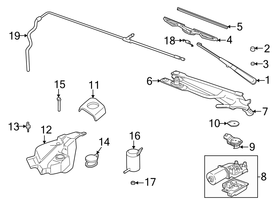 Diagram WINDSHIELD. WIPER & WASHER COMPONENTS. for your 2013 Buick Enclave    