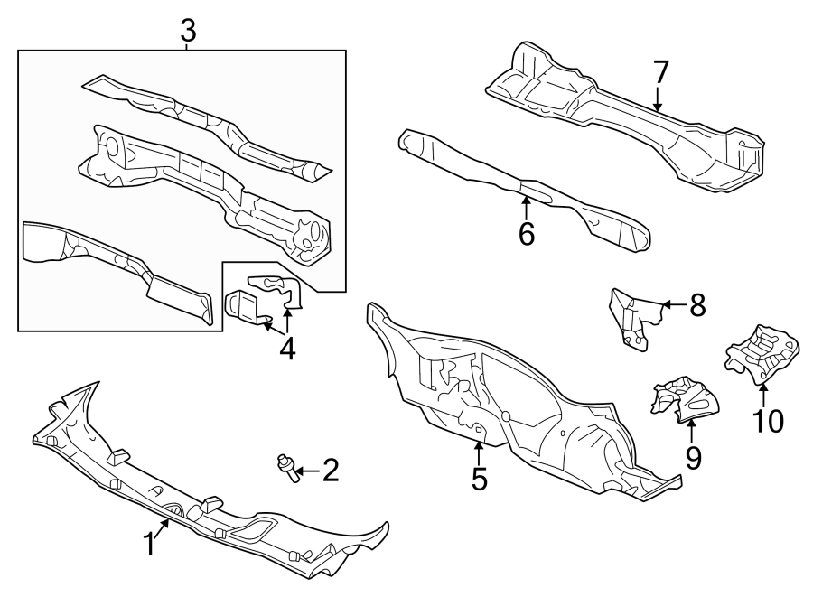 Diagram COWL. for your 2017 Chevrolet Spark  LT Hatchback 