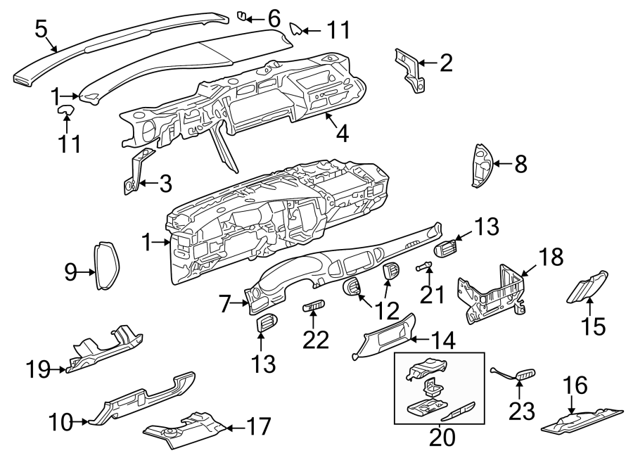 11INSTRUMENT PANEL COMPONENTS.https://images.simplepart.com/images/parts/motor/fullsize/AH97230.png