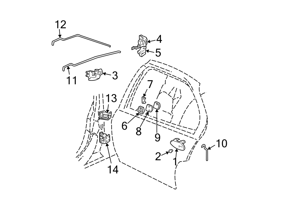 Diagram REAR DOOR. LOCK & HARDWARE. for your Chevrolet Avalanche 1500  