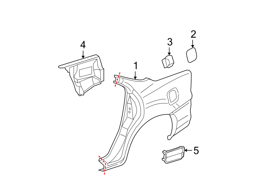 Diagram QUARTER PANEL & COMPONENTS. for your 2005 Chevrolet Trailblazer EXT   