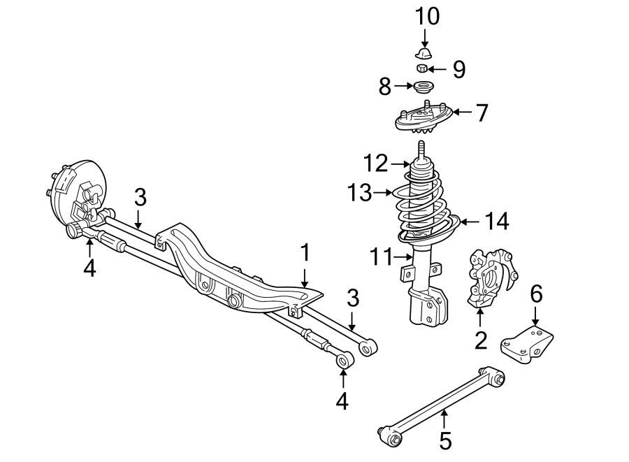 Diagram REAR SUSPENSION. SUSPENSION COMPONENTS. for your 2014 GMC Sierra 2500 HD 6.6L Duramax V8 DIESEL A/T 4WD SLT Crew Cab Pickup Fleetside 