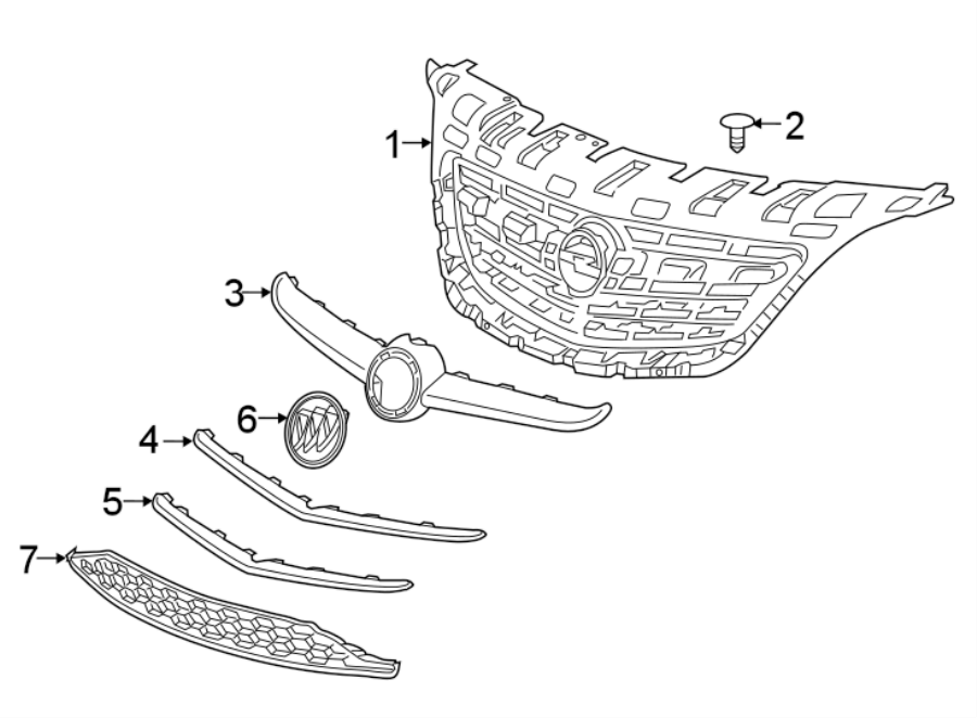 Diagram FRONT BUMPER & GRILLE. GRILLE & COMPONENTS. for your 2013 Chevrolet Silverado   