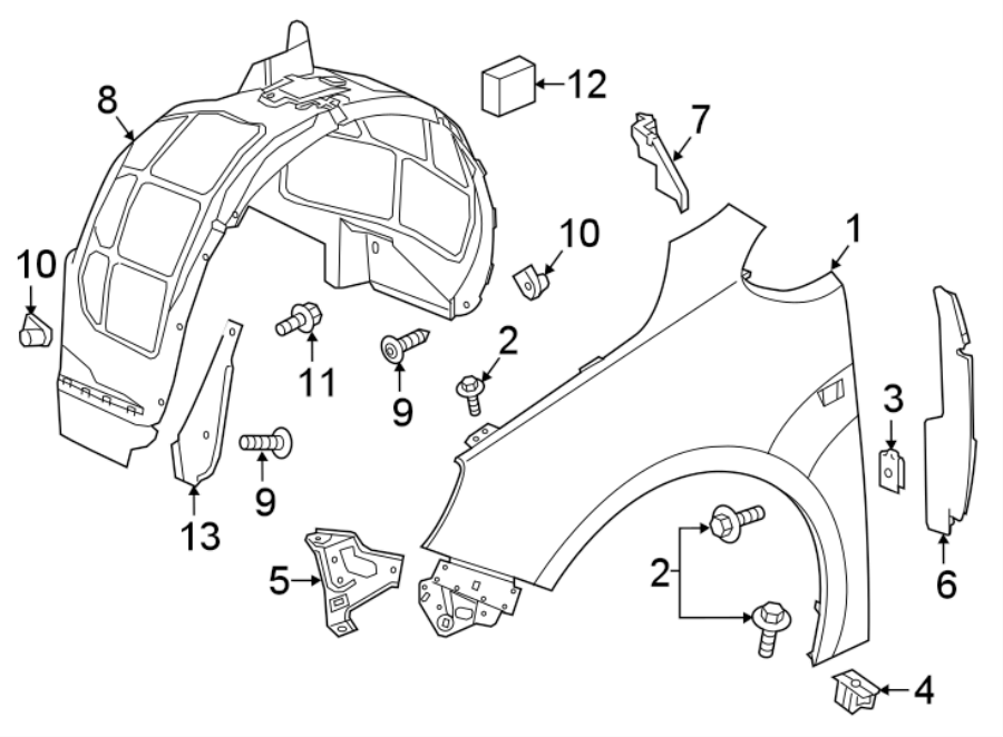 Diagram FENDER & COMPONENTS. for your 2014 GMC Sierra 2500 HD 6.0L Vortec V8 CNG A/T 4WD SLE Crew Cab Pickup Fleetside 