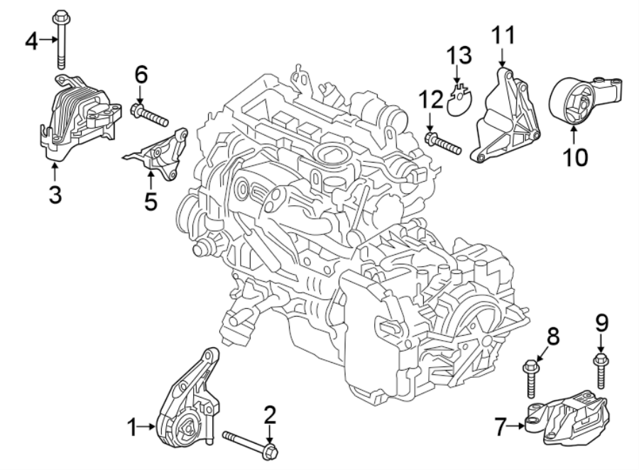 Diagram ENGINE / TRANSAXLE. ENGINE & TRANS MOUNTING. for your 2004 GMC Sierra 2500 HD 6.6L Duramax V8 DIESEL A/T 4WD SLE Crew Cab Pickup 