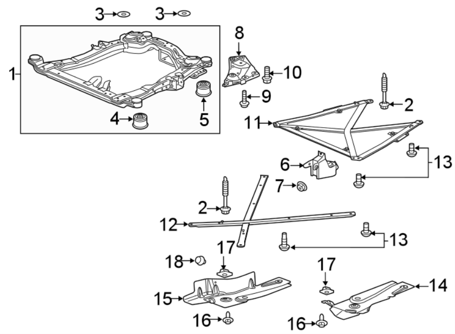 Diagram FRONT SUSPENSION. SUSPENSION MOUNTING. for your 2015 GMC Sierra 2500 HD 6.0L Vortec V8 A/T 4WD Base Crew Cab Pickup Fleetside 