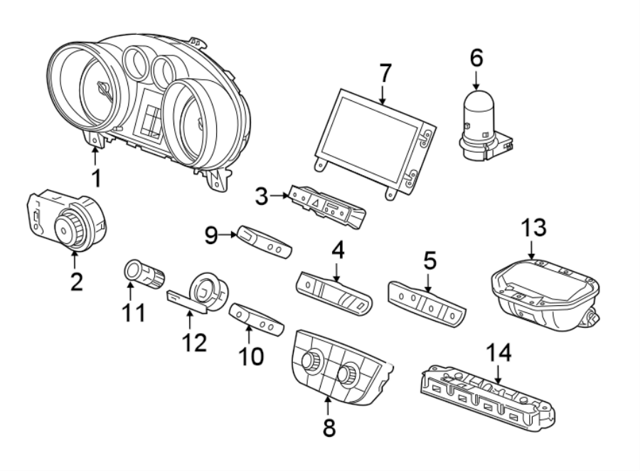 Diagram INSTRUMENT PANEL. CLUSTER & SWITCHES. for your 2016 Chevrolet Spark 1.4L Ecotec CVT LS Hatchback 