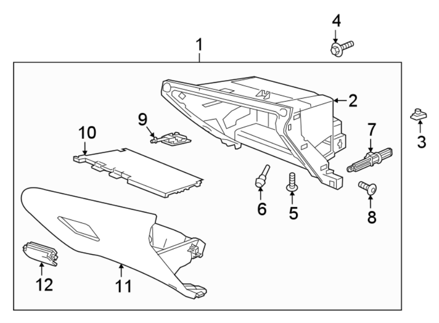 Diagram INSTRUMENT PANEL. GLOVE BOX. for your Oldsmobile