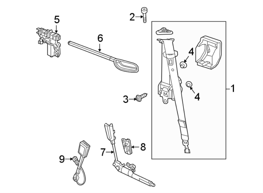 Diagram RESTRAINT SYSTEMS. FRONT SEAT BELTS. for your 2005 Chevrolet Impala   