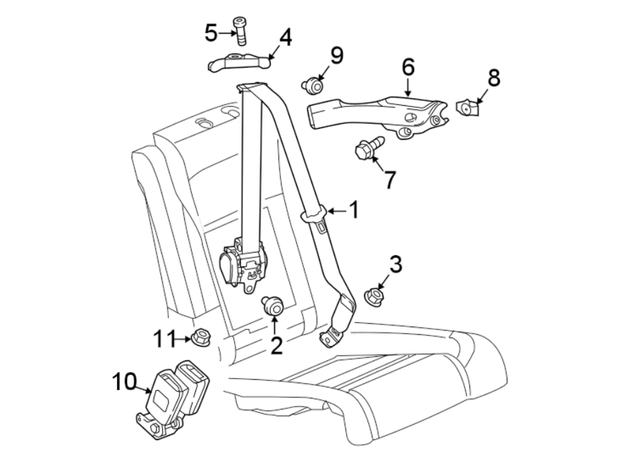 Diagram RESTRAINT SYSTEMS. REAR SEAT BELTS. for your 2005 Chevrolet Impala   