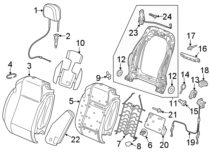 Diagram SEATS & TRACKS. FRONT SEAT COMPONENTS. for your 2018 Cadillac ATS Premium Luxury Coupe 3.6L V6 A/T RWD 