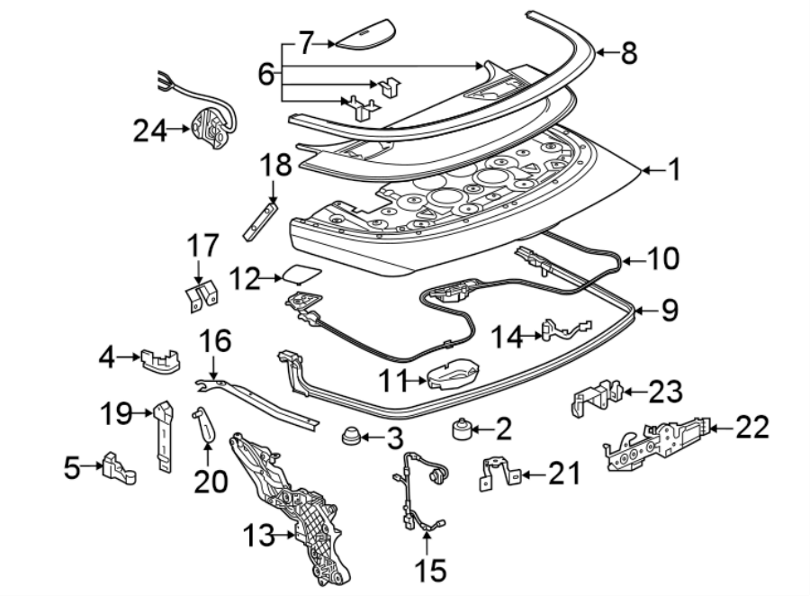 Buick Cascada Convertible Top Case Seal. LID & COMPONENTS - 13420991 ...