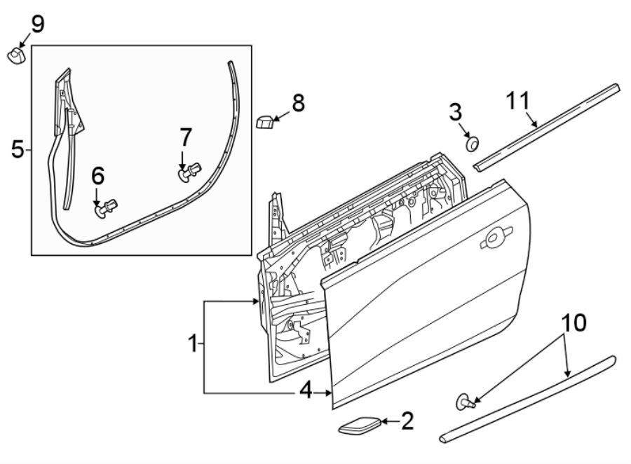 Diagram DOOR & COMPONENTS. EXTERIOR TRIM. for your 2023 Buick Enclave    