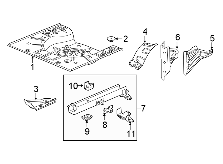 Diagram REAR BODY & FLOOR. FLOOR & RAILS. for your 2016 Chevrolet Suburban    