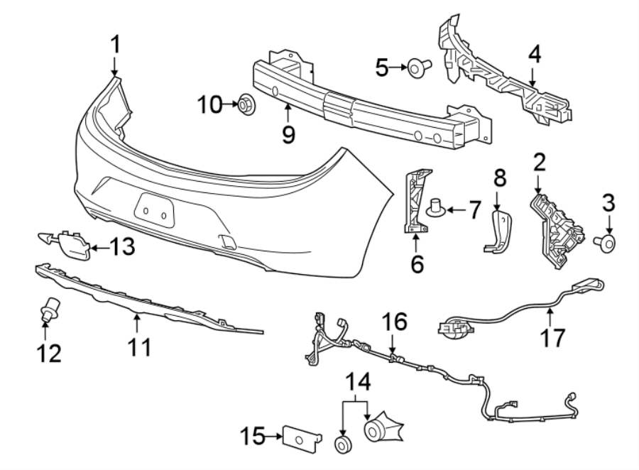 Diagram REAR BUMPER. BUMPER & COMPONENTS. for your 2013 Chevrolet Silverado   