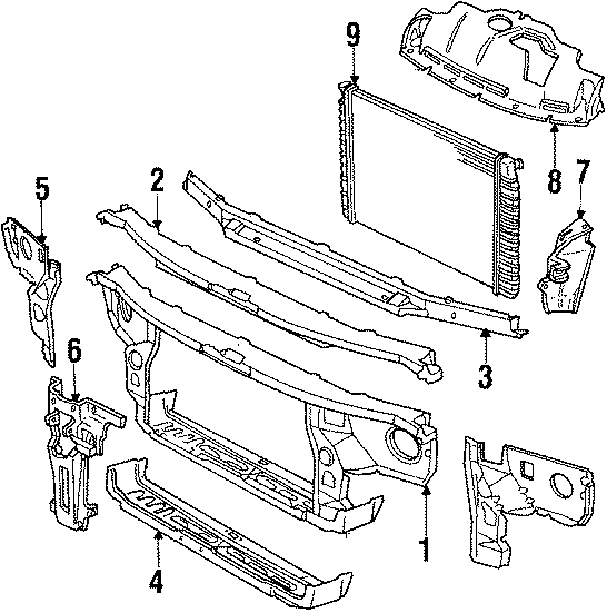 9RADIATOR & COMPONENTS. RADIATOR SUPPORT.https://images.simplepart.com/images/parts/motor/fullsize/AJ88040.png