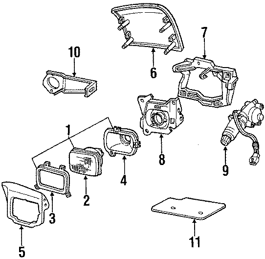 Diagram FRONT LAMPS. HEADLAMP COMPONENTS. for your 2003 GMC Sierra 2500 HD 6.0L Vortec V8 M/T RWD SLT Extended Cab Pickup 