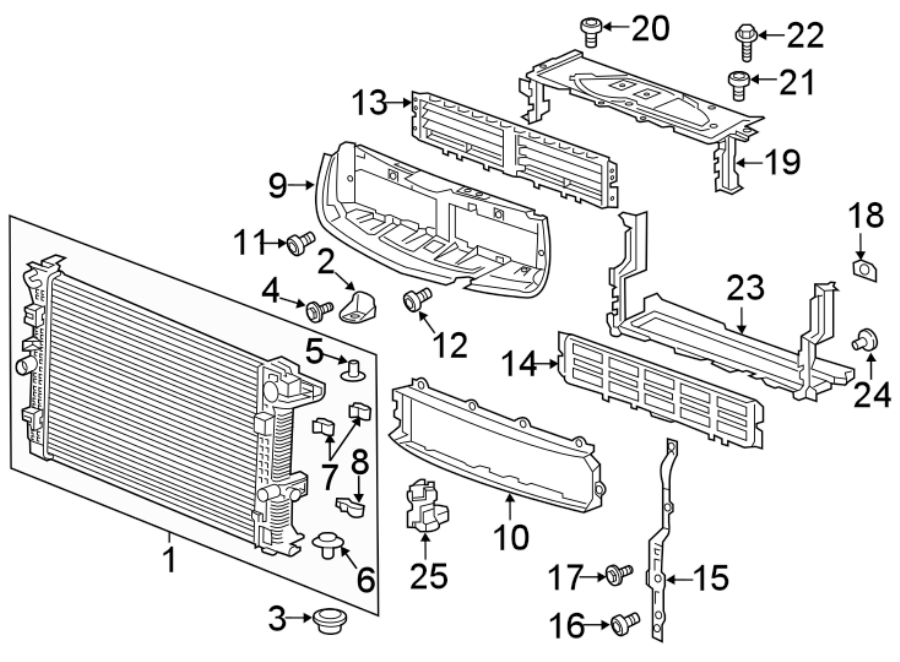 Diagram RADIATOR & COMPONENTS. for your 2022 Buick Envision   