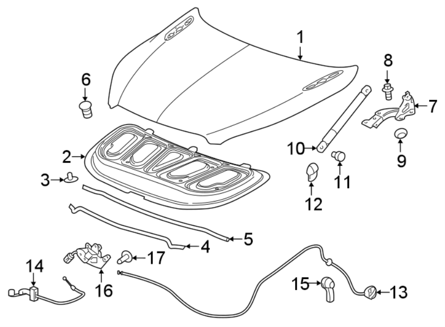 Diagram HOOD & COMPONENTS. for your 2015 Chevrolet Suburban    