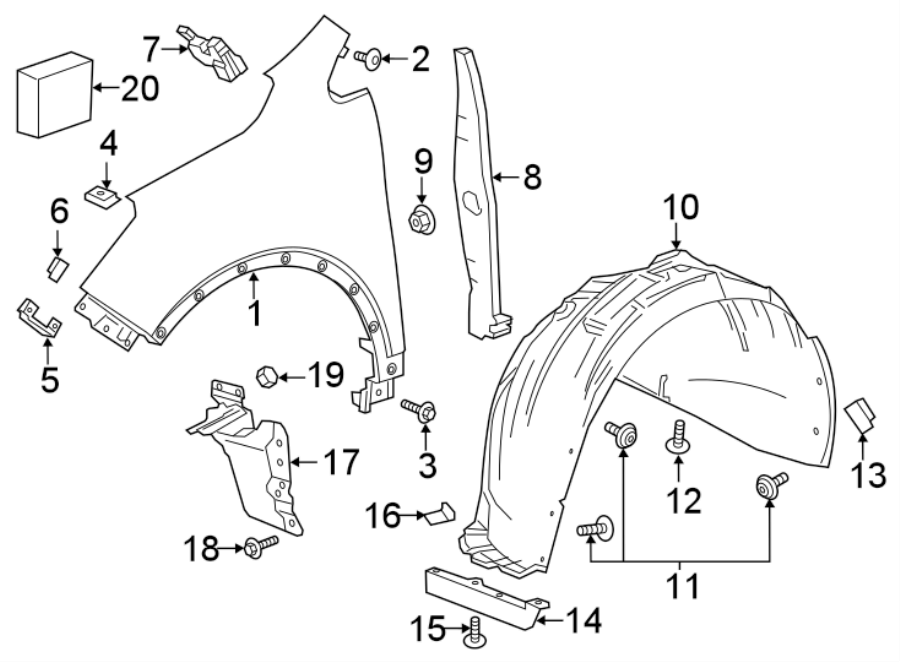 Diagram FENDER & COMPONENTS. for your 2015 Cadillac ATS   