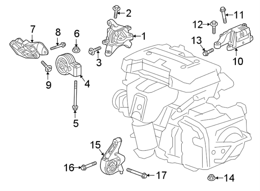 Diagram ENGINE / TRANSAXLE. ENGINE & TRANS MOUNTING. for your 2015 GMC Sierra 2500 HD 6.0L Vortec V8 A/T RWD Base Crew Cab Pickup Fleetside 