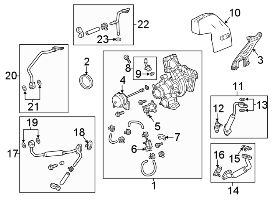 Diagram ENGINE / TRANSAXLE. TURBOCHARGER & COMPONENTS. for your 2018 Chevrolet Equinox LS Sport Utility  