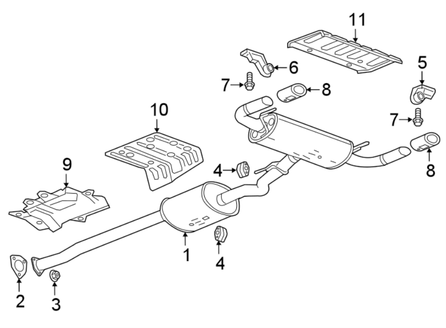 Diagram EXHAUST SYSTEM. EXHAUST COMPONENTS. for your 1992 Chevrolet K3500  Scottsdale Extended Cab Pickup Fleetside 6.5L V8 DIESEL A/T 