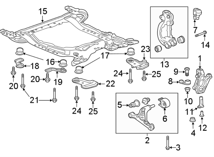 Diagram FRONT SUSPENSION. SUSPENSION COMPONENTS. for your 2012 GMC Sierra 2500 HD 6.6L Duramax V8 DIESEL A/T 4WD SLE Crew Cab Pickup Fleetside 