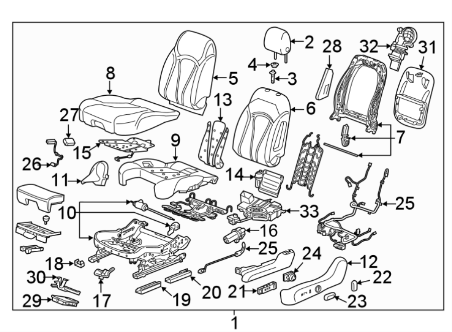 Diagram SEATS & TRACKS. DRIVER SEAT COMPONENTS. for your 2007 GMC Sierra 2500 HD 6.0L Vortec V8 A/T 4WD SLE Extended Cab Pickup 