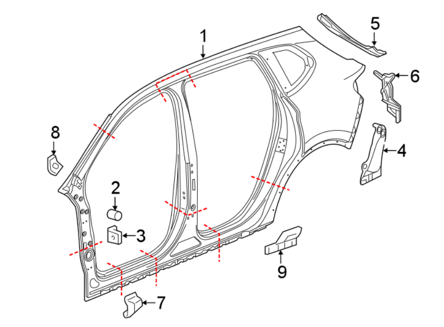 Diagram PILLARS. ROCKER & FLOOR. UNISIDE. for your 2021 GMC Sierra 2500 HD  SLT Extended Cab Pickup Fleetside 