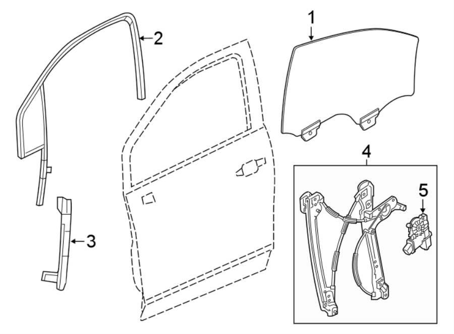 Diagram FRONT DOOR. GLASS & HARDWARE. for your 2022 Chevrolet Spark  LT Hatchback 