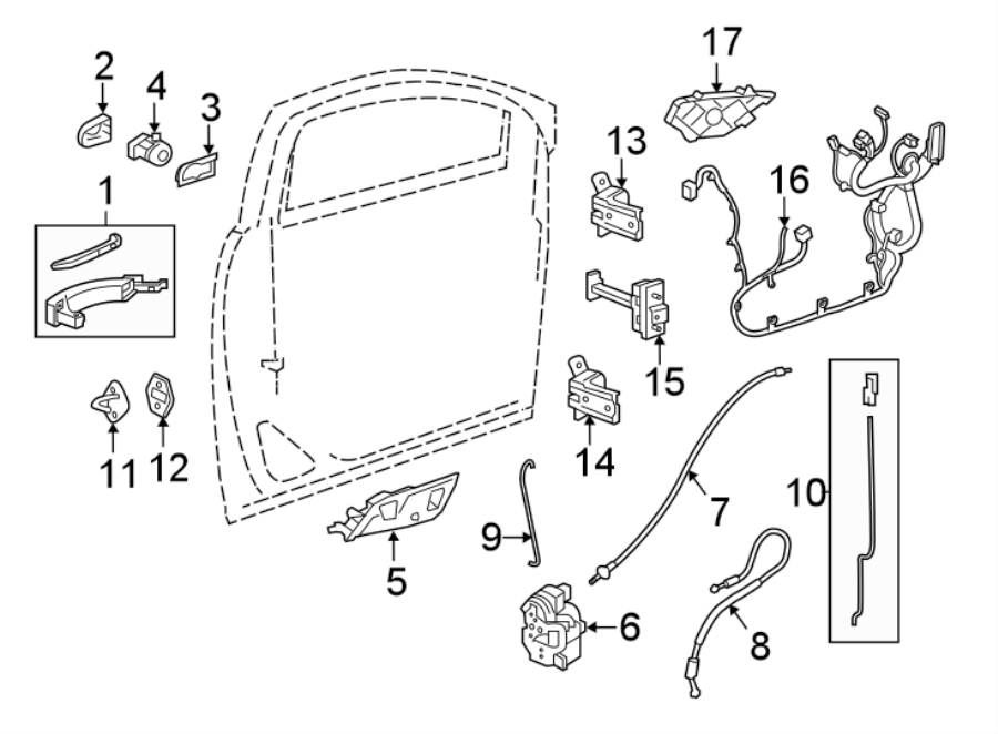 Diagram FRONT DOOR. LOCK & HARDWARE. for your 2008 Saturn Astra   