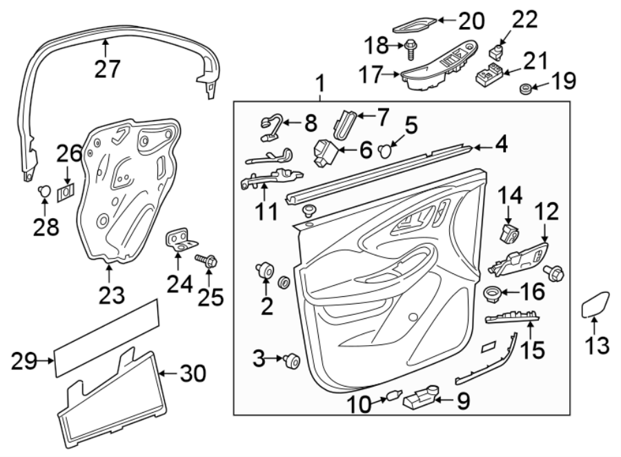 Diagram FRONT DOOR. INTERIOR TRIM. for your 2002 Buick Century   