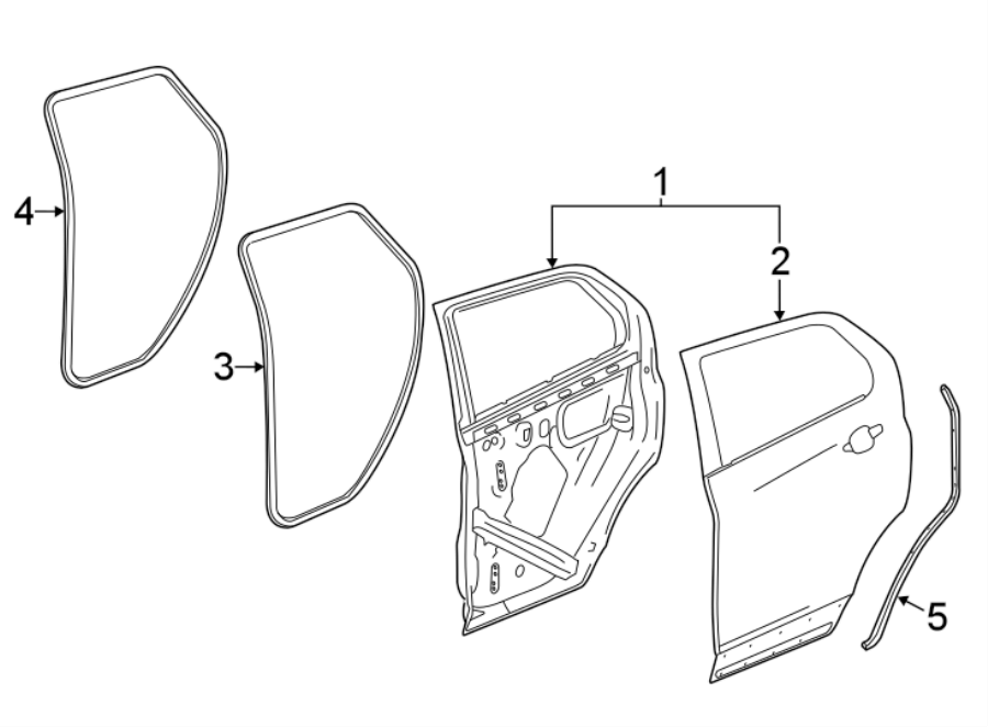 Diagram REAR DOOR. DOOR & COMPONENTS. for your 2021 Buick Enclave    