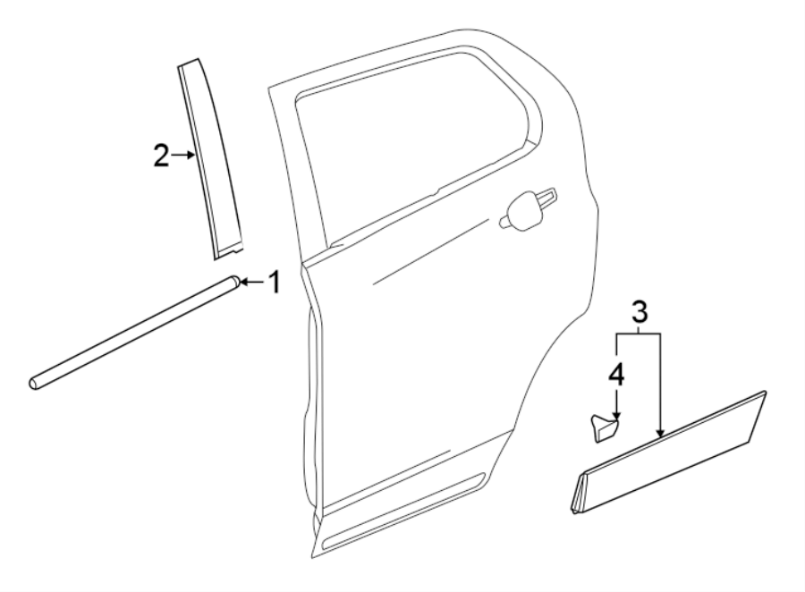 Diagram REAR DOOR. EXTERIOR TRIM. for your 2013 Chevrolet Sonic   