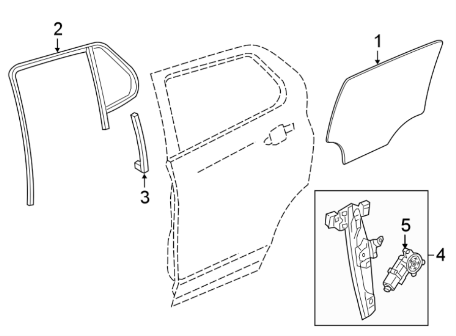 Diagram REAR DOOR. GLASS & HARDWARE. for your 2014 Chevrolet Spark 1.2L Ecotec M/T LS Hatchback 