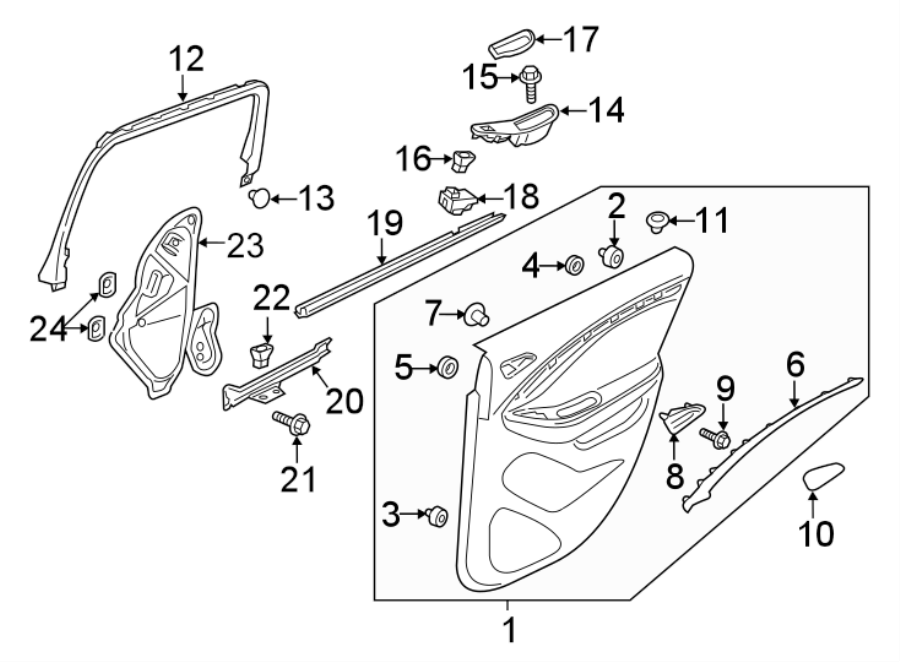 Diagram REAR DOOR. INTERIOR TRIM. for your 2016 Chevrolet Silverado 3500 HD LT Standard Cab Pickup  