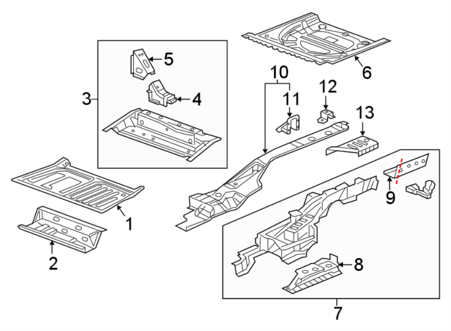 Diagram REAR BODY & FLOOR. FLOOR & RAILS. for your Buick Century  