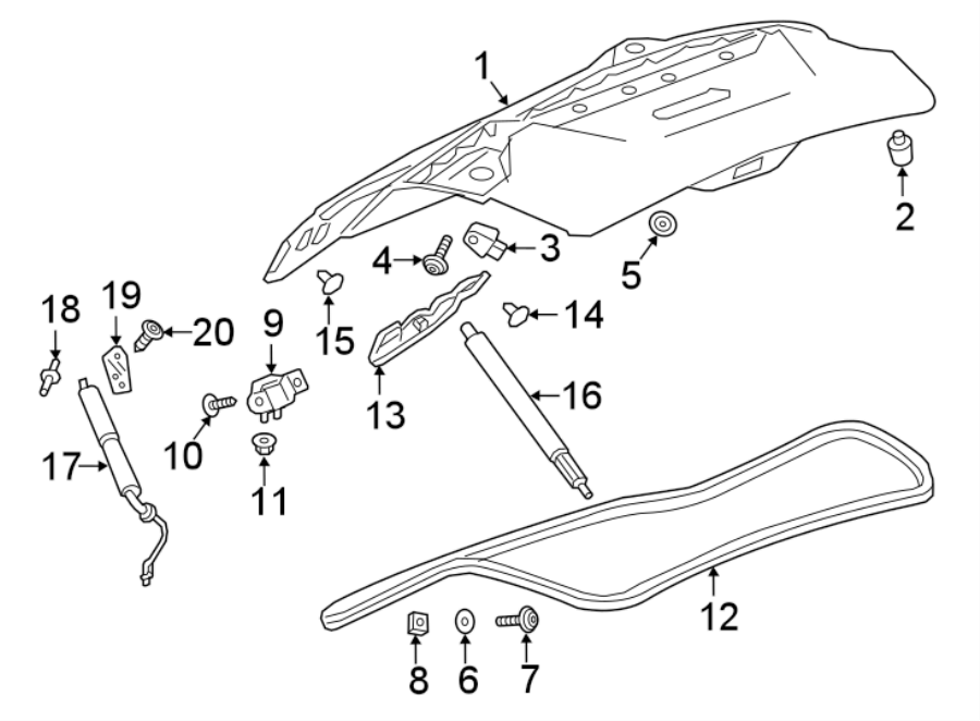 Diagram LIFT GATE. GATE & HARDWARE. for your 2021 Chevrolet Camaro 6.2L V8 M/T SS Coupe 