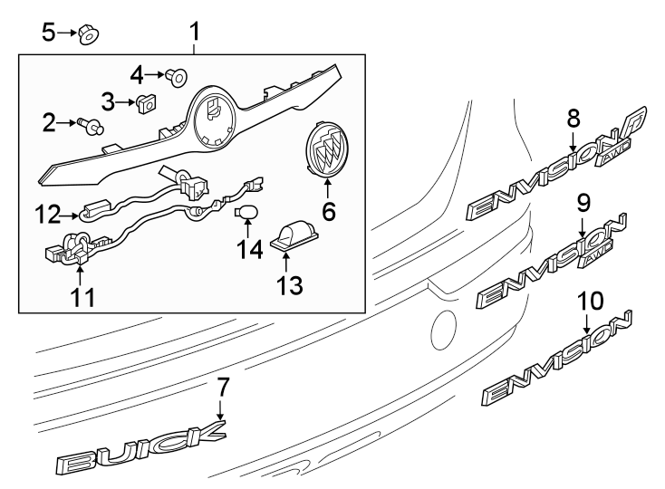 Diagram LIFT GATE. EXTERIOR TRIM. for your 2016 Chevrolet Spark  LT Hatchback 