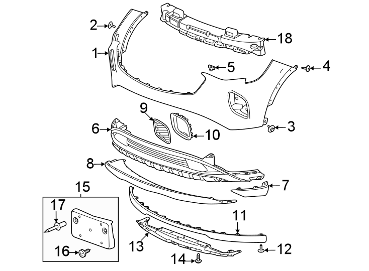 7Front bumper & grille. Bumper & components.https://images.simplepart.com/images/parts/motor/fullsize/AK16635.png