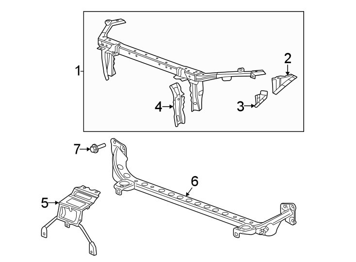 1Radiator support.https://images.simplepart.com/images/parts/motor/fullsize/AK16652.png