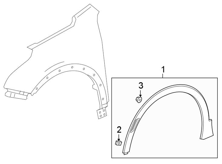 Diagram Fender. Exterior trim. for your 2022 Chevrolet Tahoe  SSV Sport Utility  
