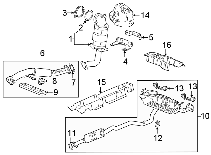 Diagram Exhaust system. Exhaust components. for your 2012 Chevrolet Camaro   