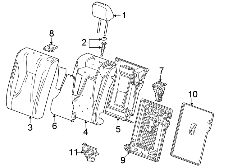 Diagram Seats & tracks. Rear seat components. for your 2016 Cadillac ATS Performance Sedan 3.6L V6 A/T RWD 