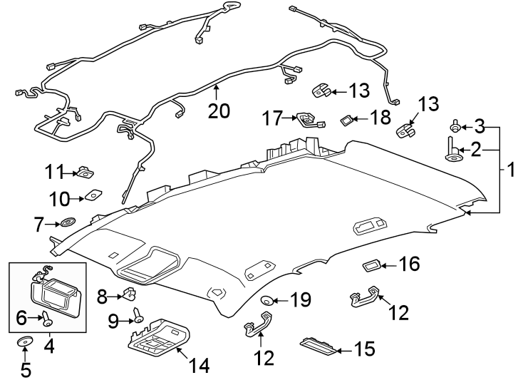 Diagram Interior trim. for your 2013 Buick Enclave  Base Sport Utility 3.6L V6 A/T AWD 