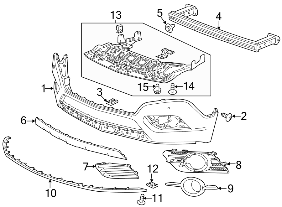 Diagram FRONT BUMPER. BUMPER & COMPONENTS. for your 2021 Buick Envision   